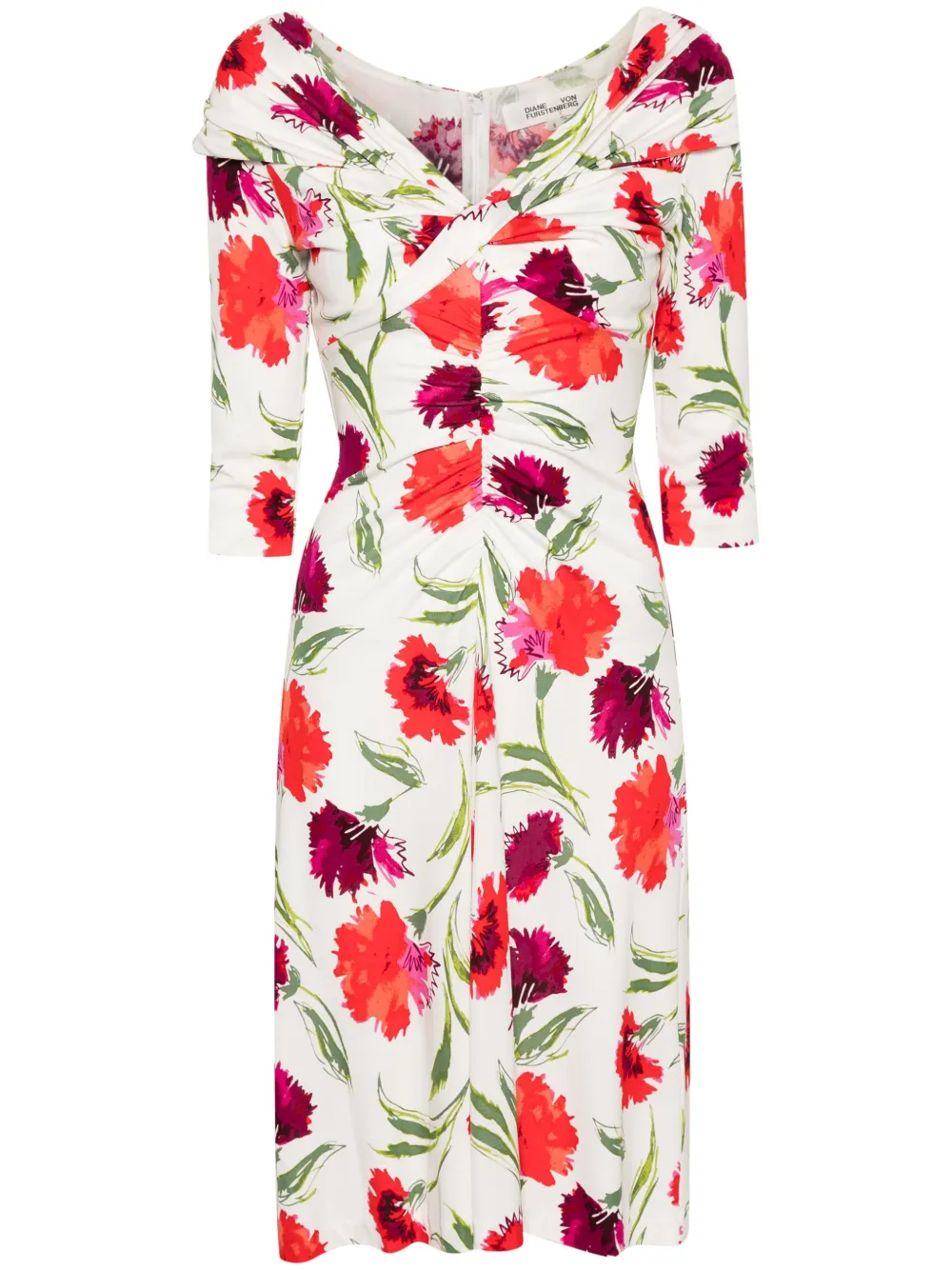 

Платье миди Jim с цветочным принтом DVF Diane von Furstenberg, белый