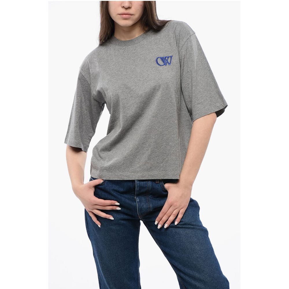 

Футболка из однотонного хлопка с круглым вырезом Off-White, Gray