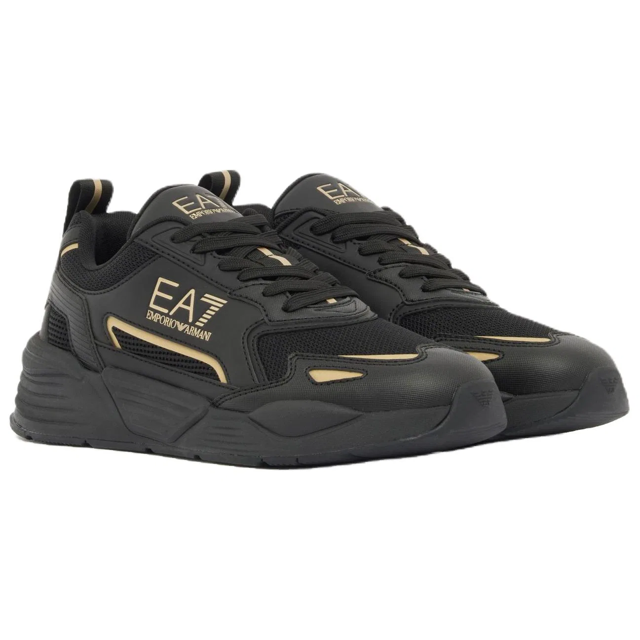 Кроссовки повседневные с подошвой 4.3 см EMPORIO ARMANI Black Gold — фото 4