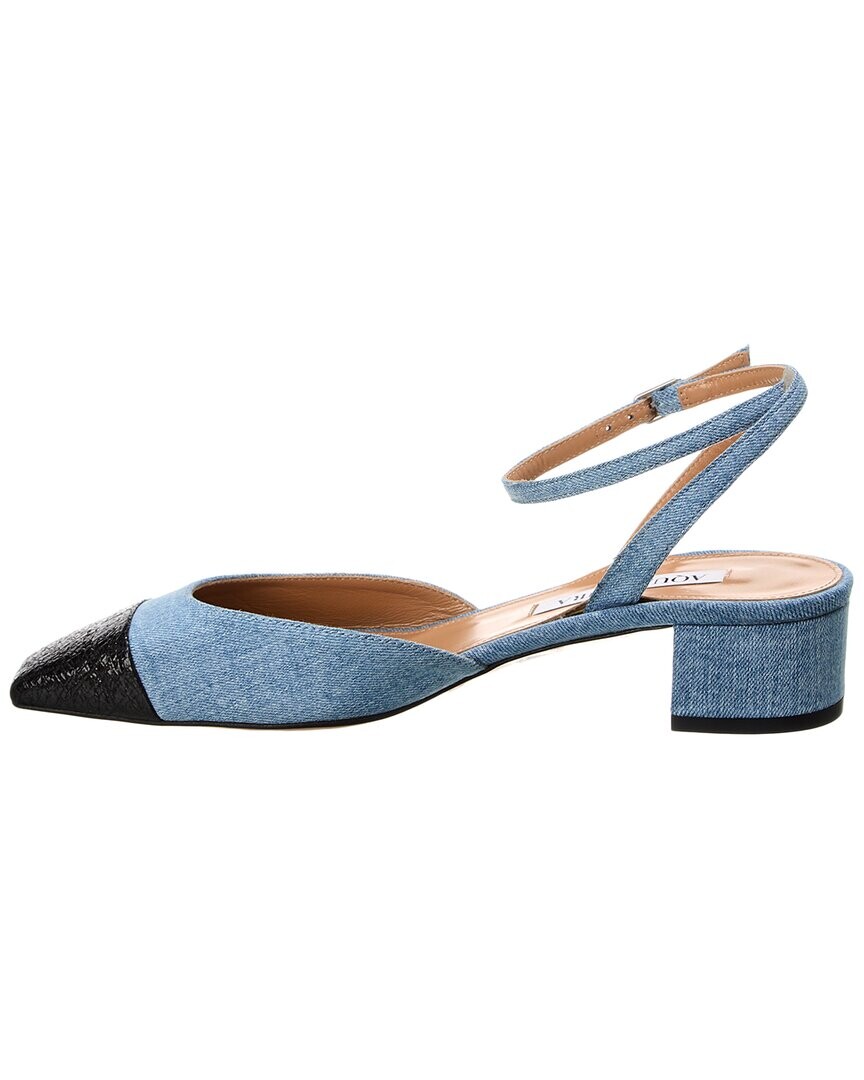 Туфли из денима и кожи Aquazzura French Flirt 95, синий — фото 2
