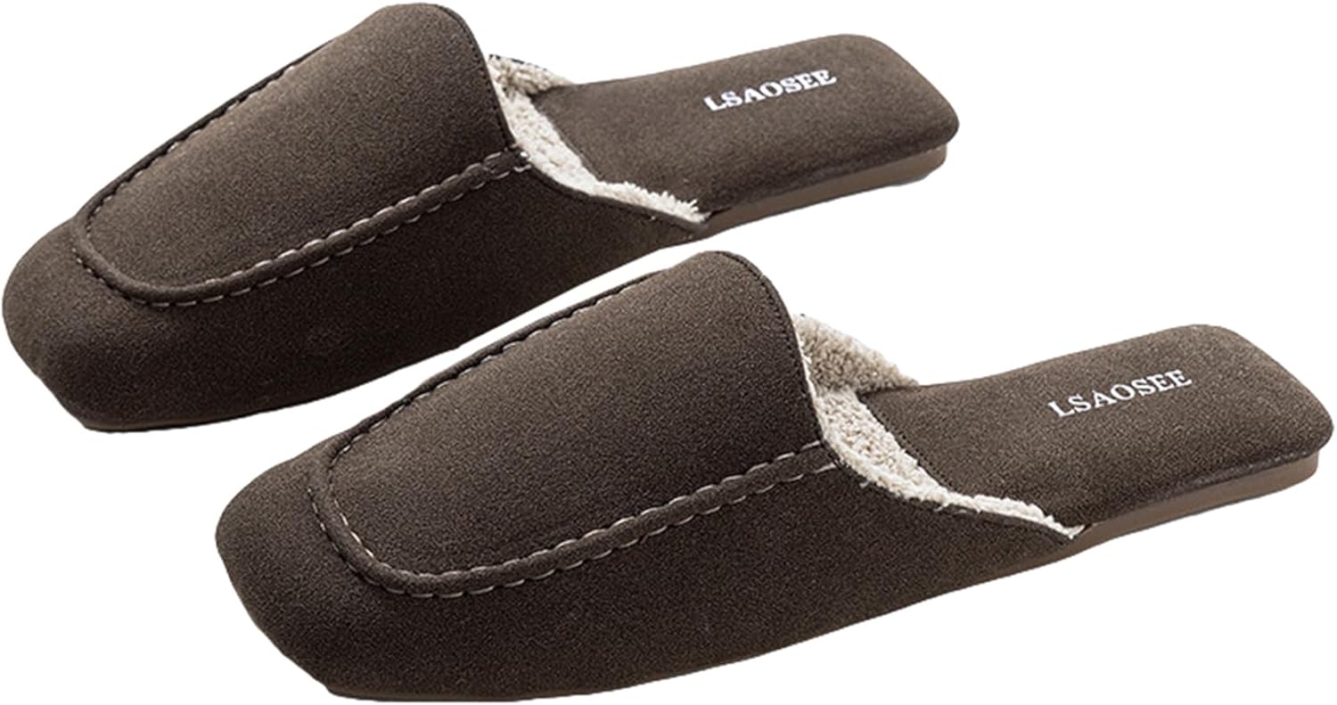 

Теплые мюли Yafirgeer для женщин и мужчин, высокозакрытые водонепроницаемые тапочки, элегантная домашняя обувь для дома и улицы, коричневый