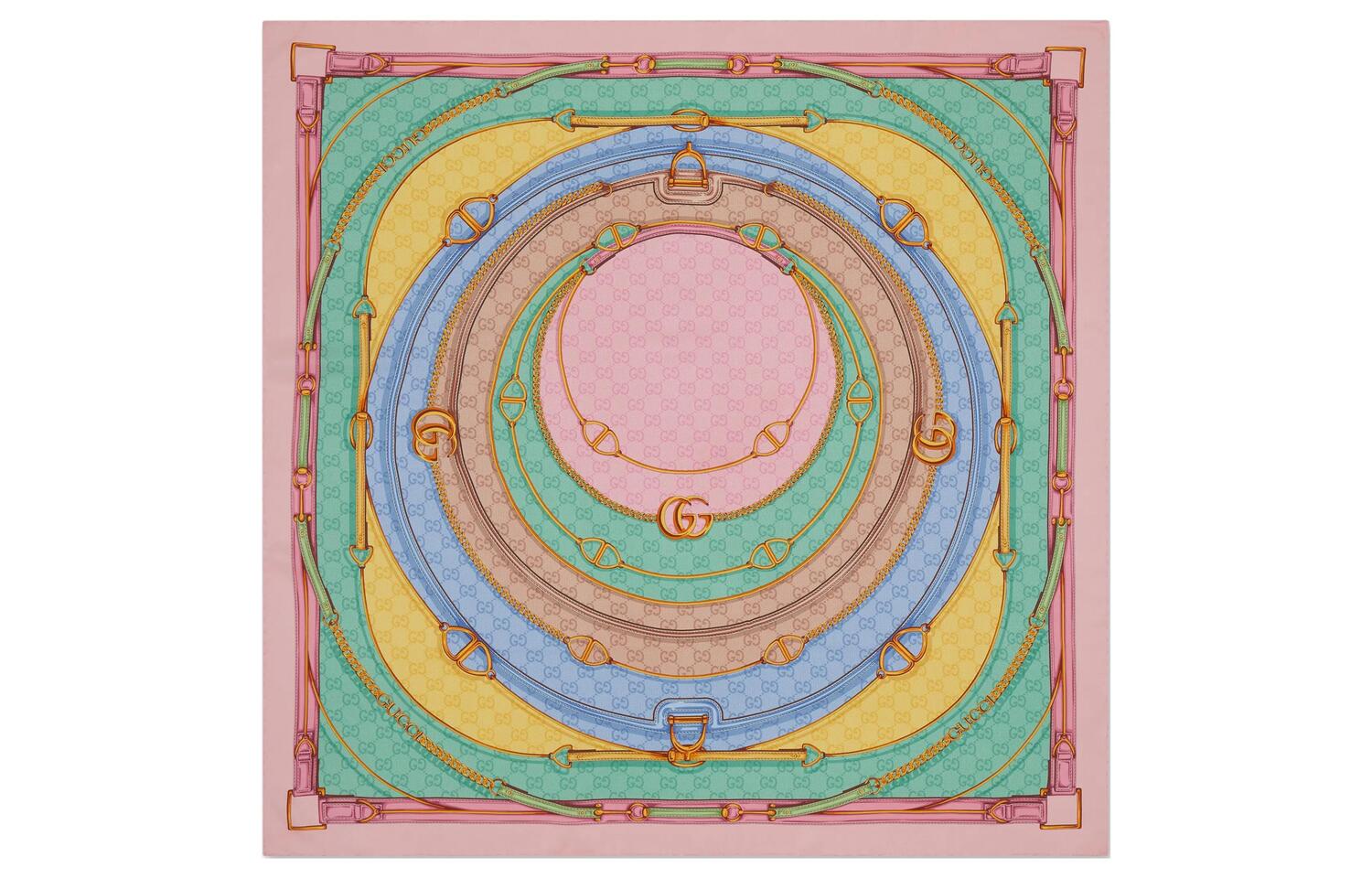 

GUCCI Шёлковый шарф с принтом в виде пояса, Multicolor