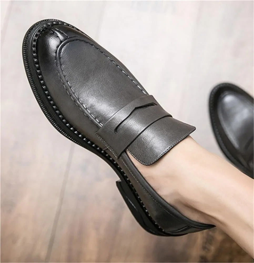 Лоферы кожаные Mens Slip-on Loafers Vegan Leather Comfortable Anti-Slip Resistant Casual Shoes, серый DHFIRUFSHLO — фото 2
