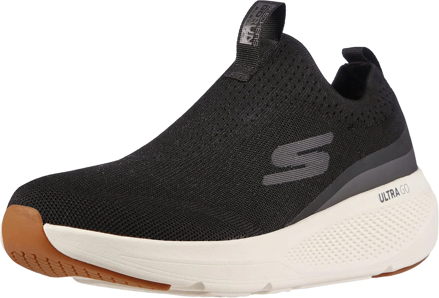 Мужские кроссовки Skechers GOrun Elevate Slip On для тренировок и бега с амортизацией, черно-белые, размер 46 EU