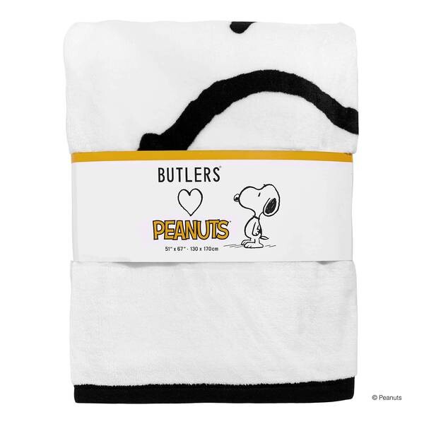 

Плед BUTLERS PEANUTS Snoopy, 170 см, черно-белый