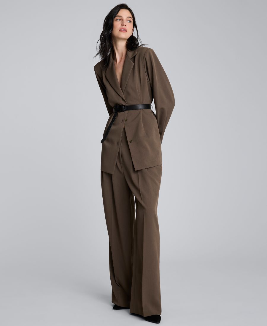 

Женский мягкий блейзер с тремя пуговицами и поясом Kenneth Cole, Pewter Green