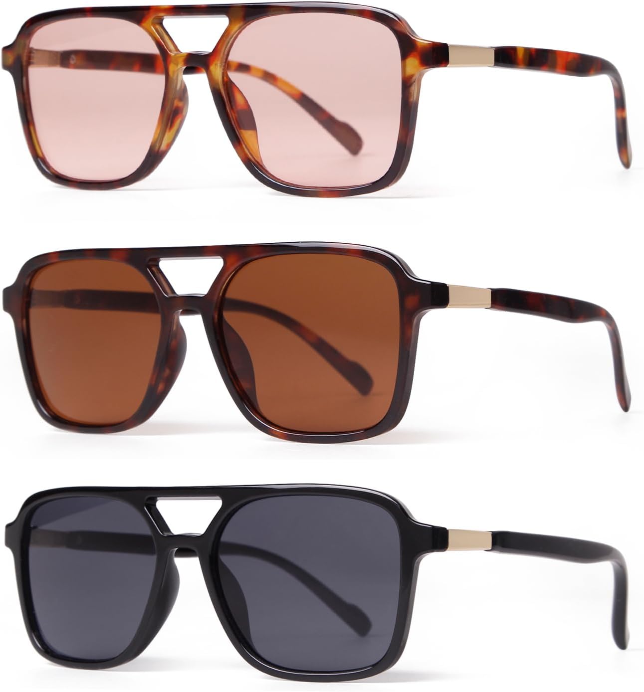 

Ретро-солнцезащитные очки-авиаторы для женщин и мужчин, модные квадратные женские очки, легкие и стильные солнцезащитные очки Laurinny, Tortoise/Pink+tortoise/Brown+black/Grey