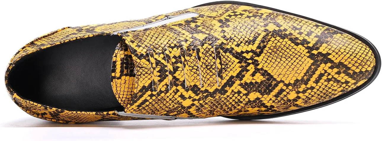 

Мужские лоферы Santimon Slip On - деловые и повседневные туфли из кожи с принтом под змею, удобные мокасины для вечеринки, диско, смокинга и свадьбы