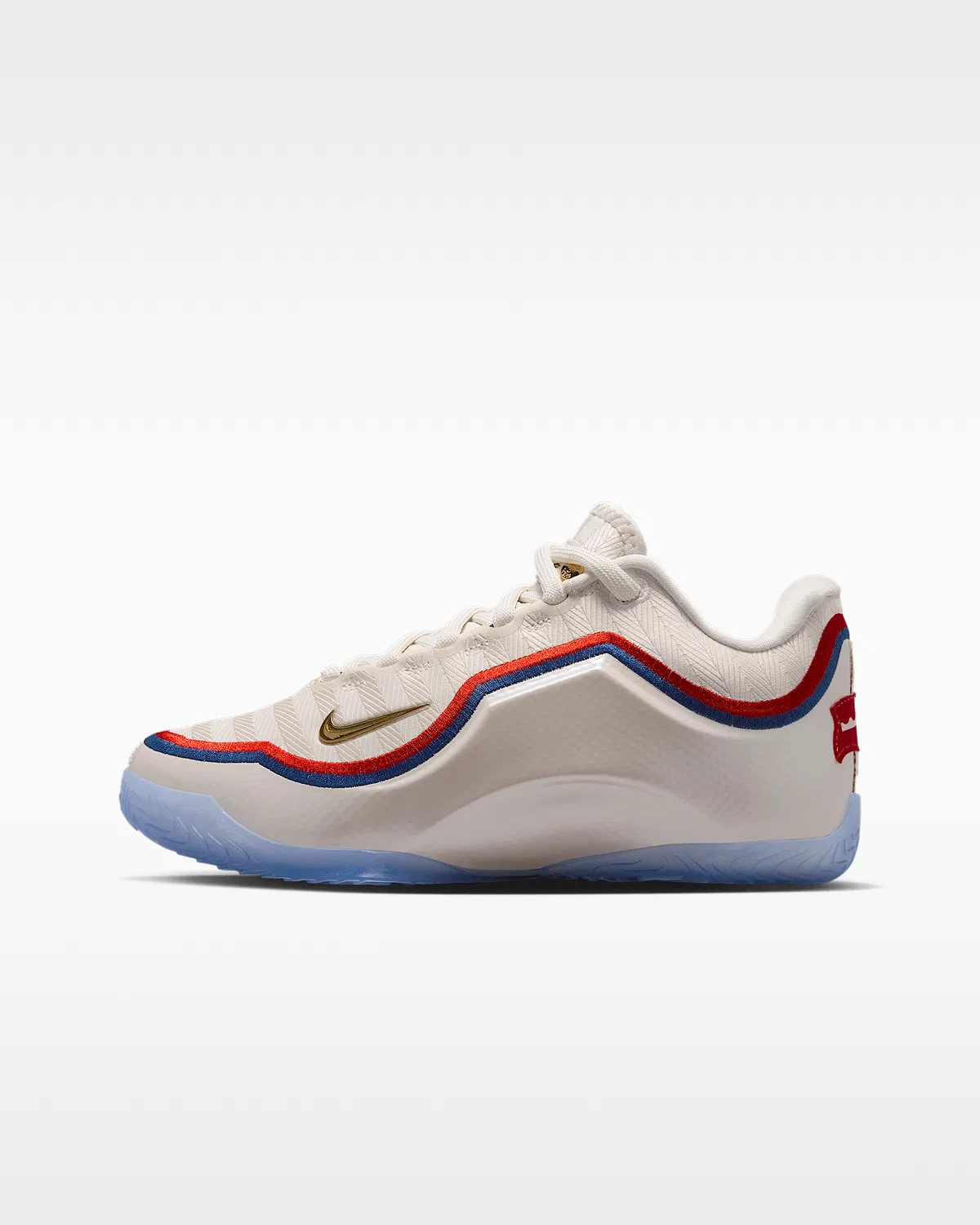 Детские баскетбольные кроссовки LeBron XXIII "Old Glory", Pale Ivory/University Red/Midnight Navy/Metallic Gold