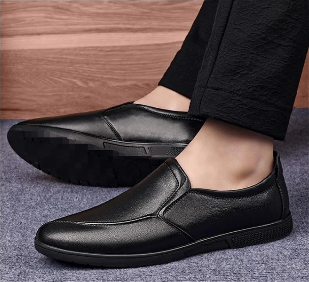 Мокасины кожаные мужские Loafers Black DHFIRUFSHLO — фото 3