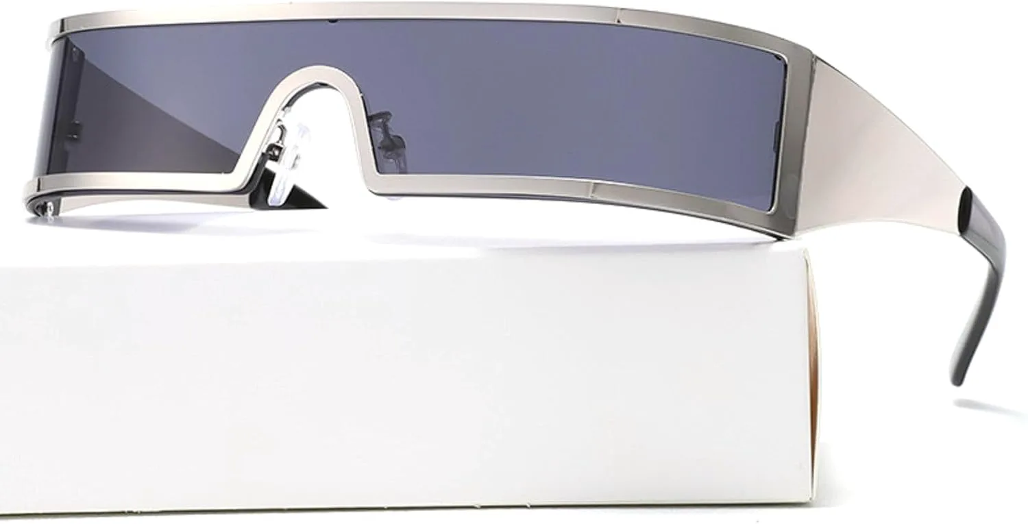 

Модные прямоугольные солнцезащитные очки с обтекаемой формой для женщин и мужчин, 2025 год, в металлической оправе, ретро-очки для женщин mincl, Silver Black