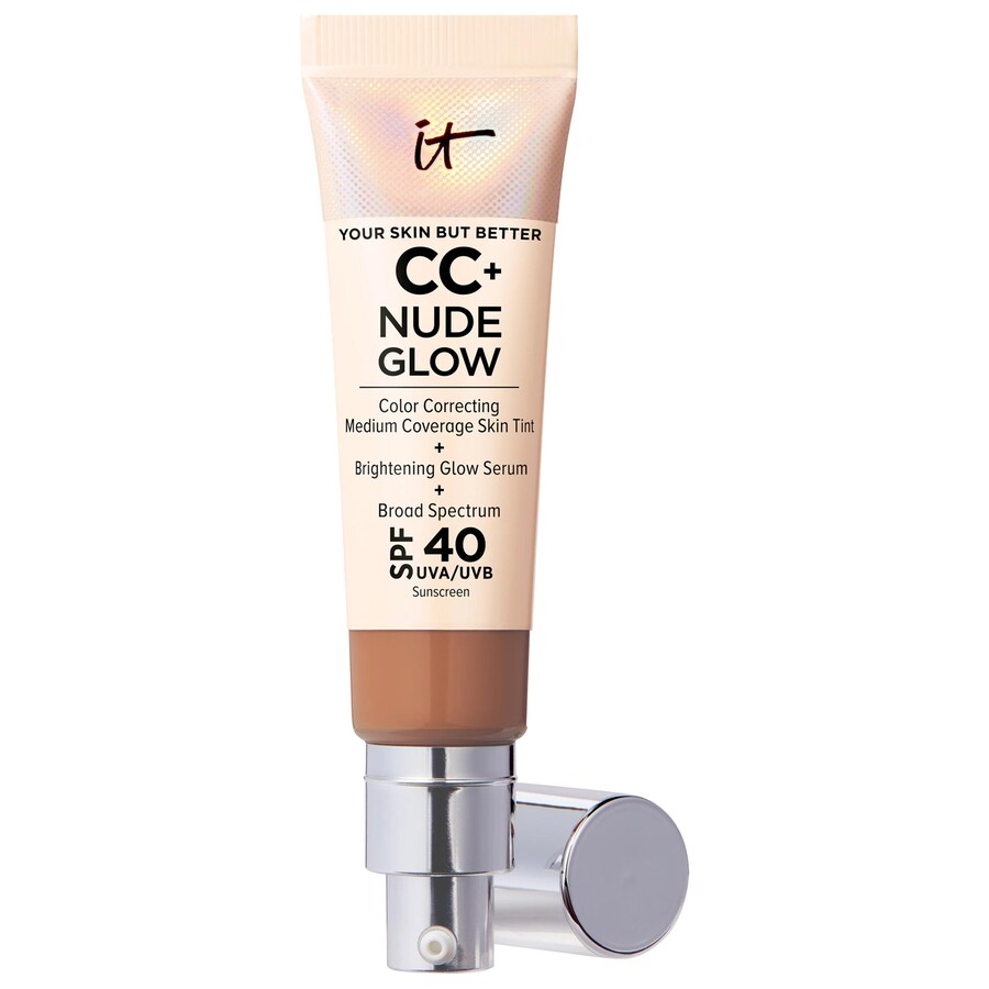 

Тональная основа CC+ Nude Glow Lightweight Foundation + Glow Serum с SPF 40 и ниацинамидом IT Cosmetics, 1.1 oz /32 mL, Rich Honey