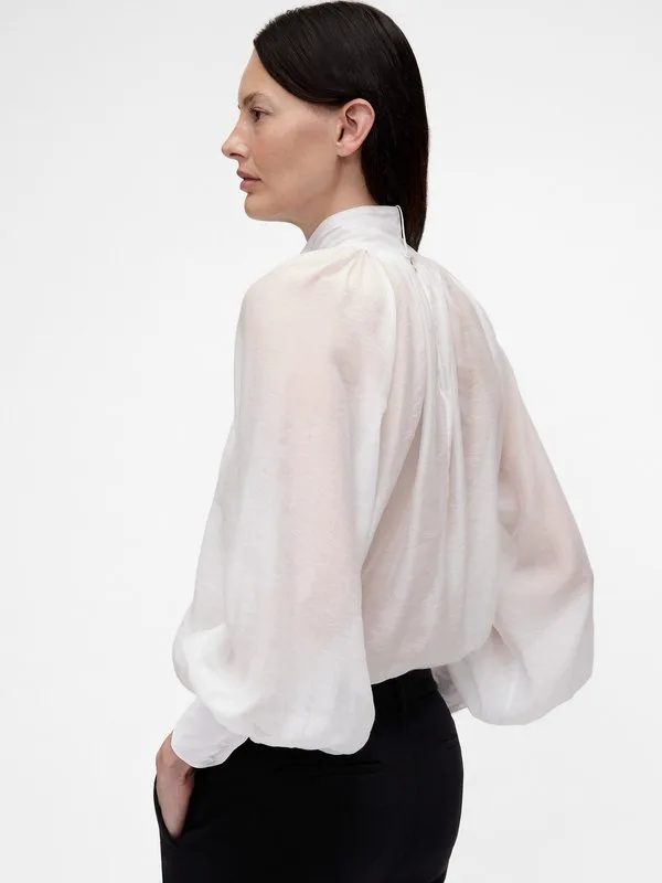 Прозрачная блузка-рубашка с бантом от gapstudio Gap, New Off White — фото 3