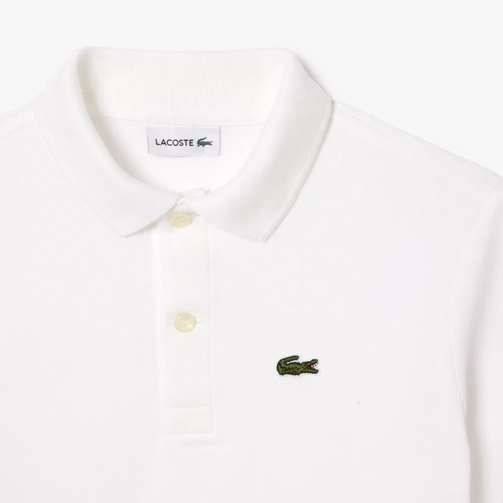 Детское базовое поло с коротким рукавом белое от Lacoste — фото 3
