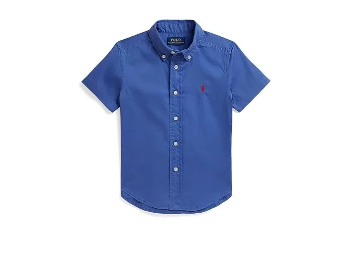 Рубашка Cotton Twill Short Sleeve Polo Ralph Lauren Kids, Modern Royal