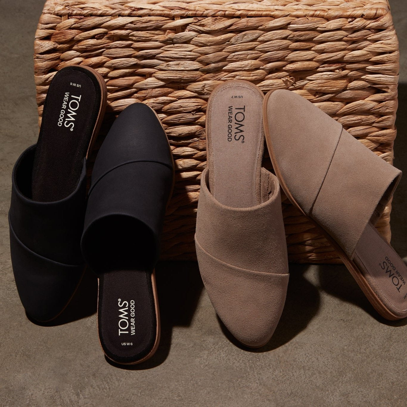 Нефритовые черные кожаные мюли TOMS Shoes