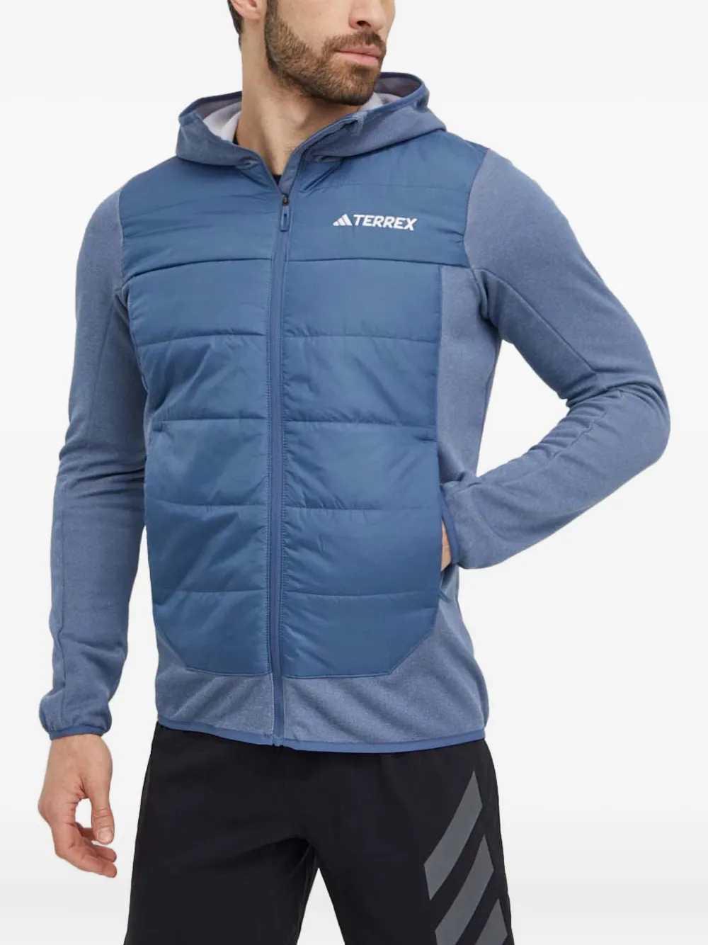 

Стеганая куртка с капюшоном adidas, синий