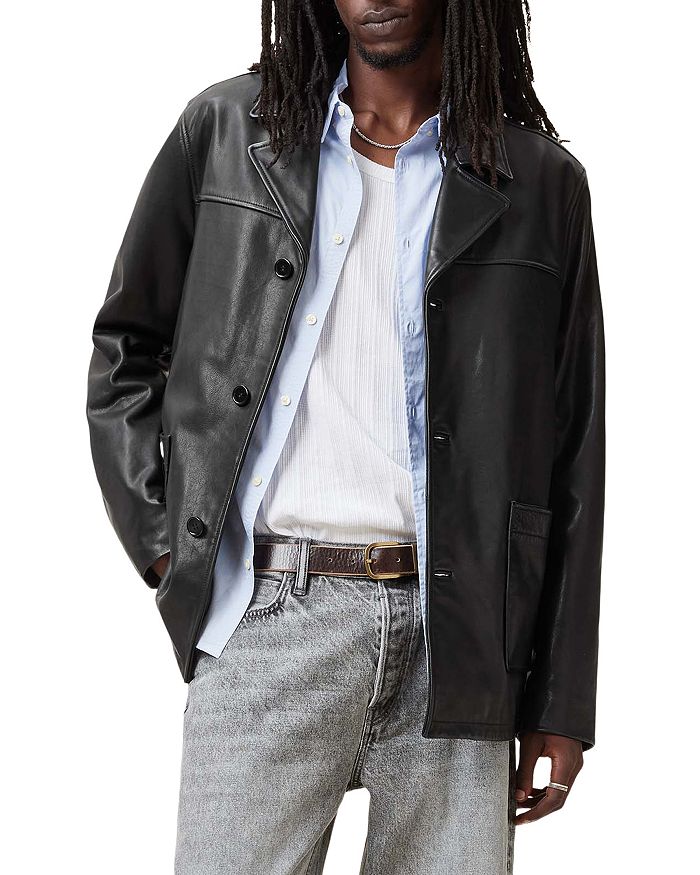 

Кожаное пальто Lucas Regular Fit ALLSAINTS, черный