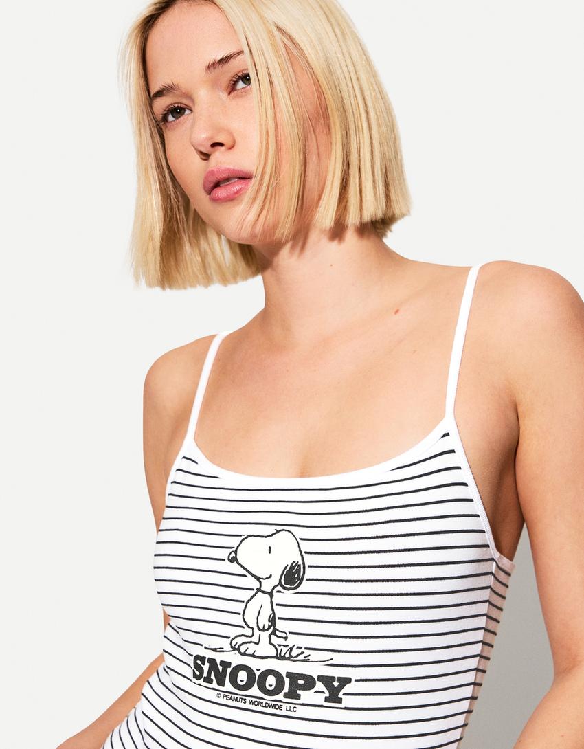 

Топ со Снупи на бретельках Bershka, белый