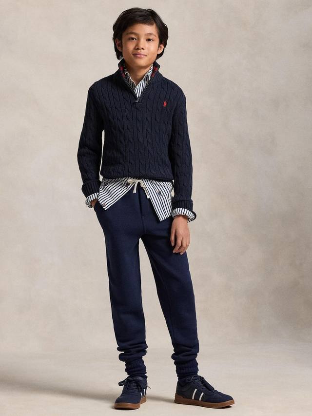 Детский хлопковый джемпер с косичкой и молнией до середины Ralph Lauren, Navy — фото 3