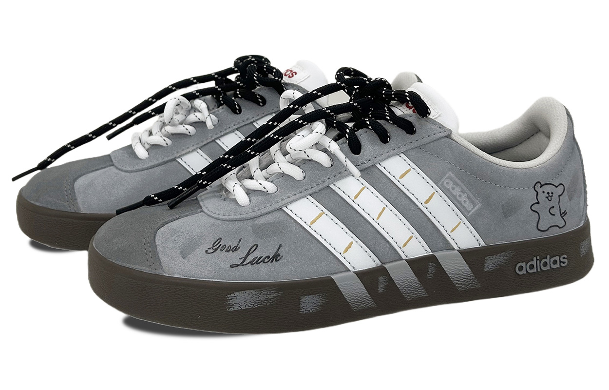 Adidas ВЛ Корт 2.0 Амортизирующие износостойкие низкие скейтбордские кроссовки унисекс серо-черные, цвет Gray — фото 4