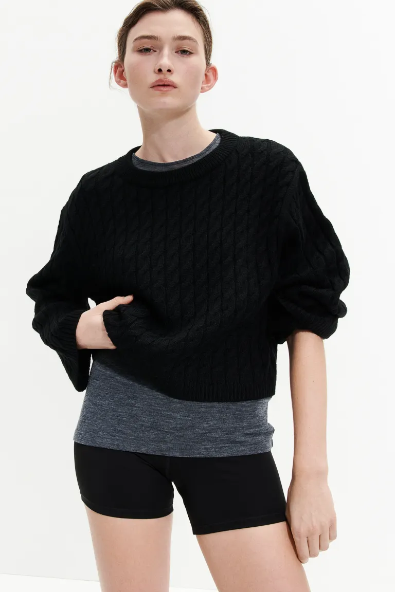 

Свитер косой вязки H&M, черный