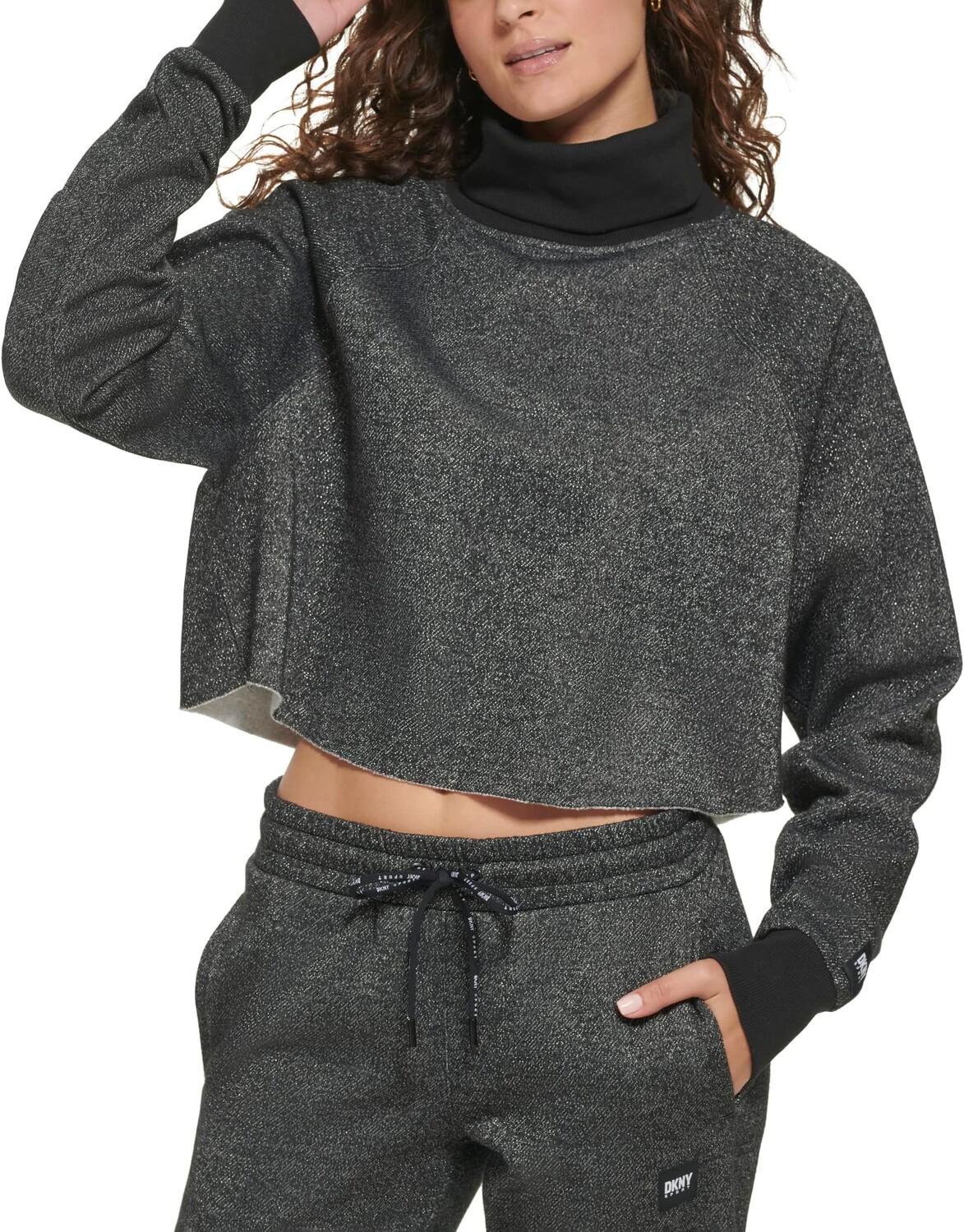 

Толстовка DKNY Sparkle Fleece High-Waist Relaxed Joggers, черный