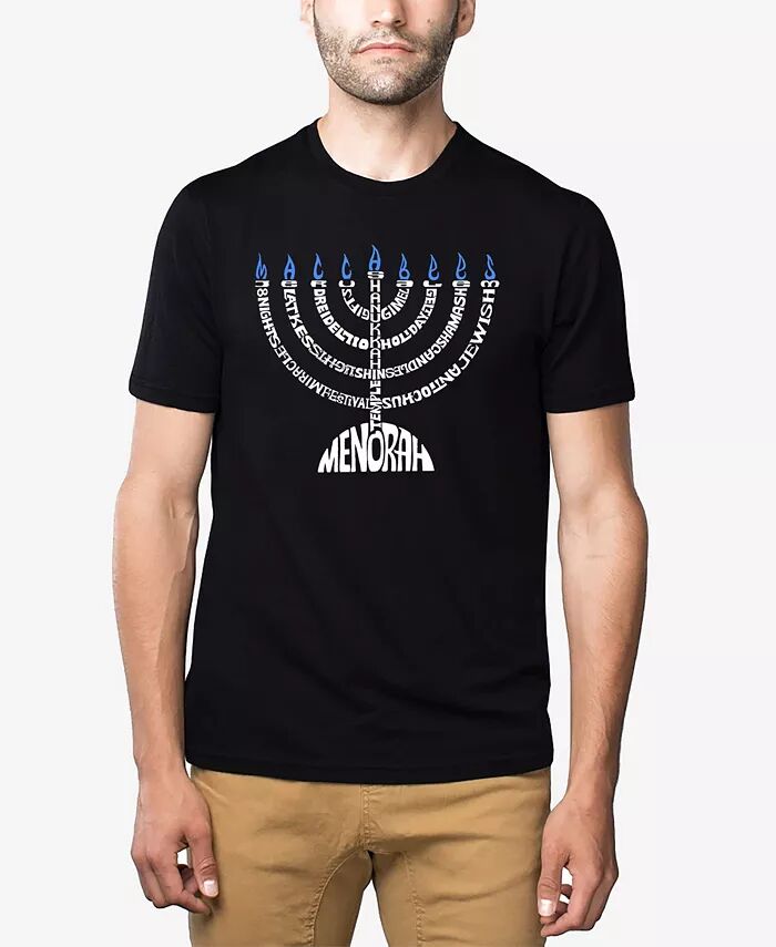 

Футболка Menorah Premium Blend Word Art для мужчин LA Pop Art, черный