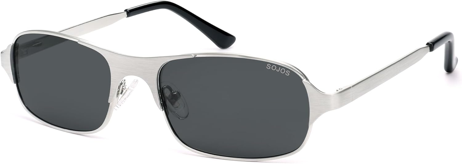 

Солнцезащитные очки SOJOS в стиле ретро, ​​прямоугольные, поляризованные, для мужчин и женщин, винтажные, 70-80-е годы, маленькие квадратные солнцезащитные очки SJ1267, Brushed Silver/Grey