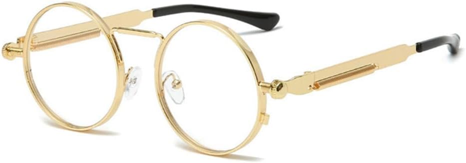 

Панк-солнцезащитные очки для женщин, зеркальные круглые металлические солнцезащитные очки, винтажные мужские очки для вождения, защита от ультрафиолета UV400 MTZJH, Gold