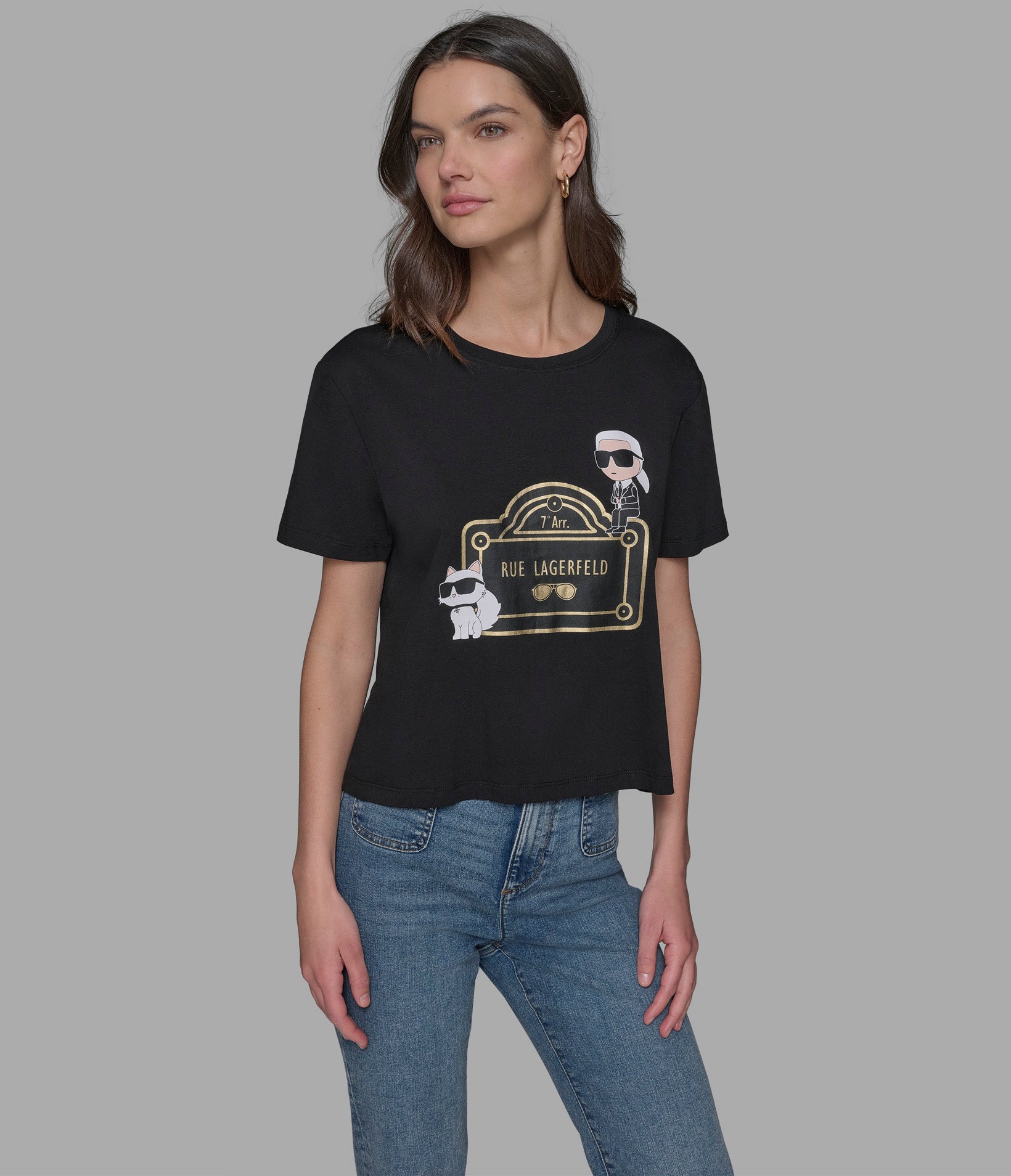 

Футболка с логотипом rue lagerfeld duo KARL LAGERFELD PARIS, черный