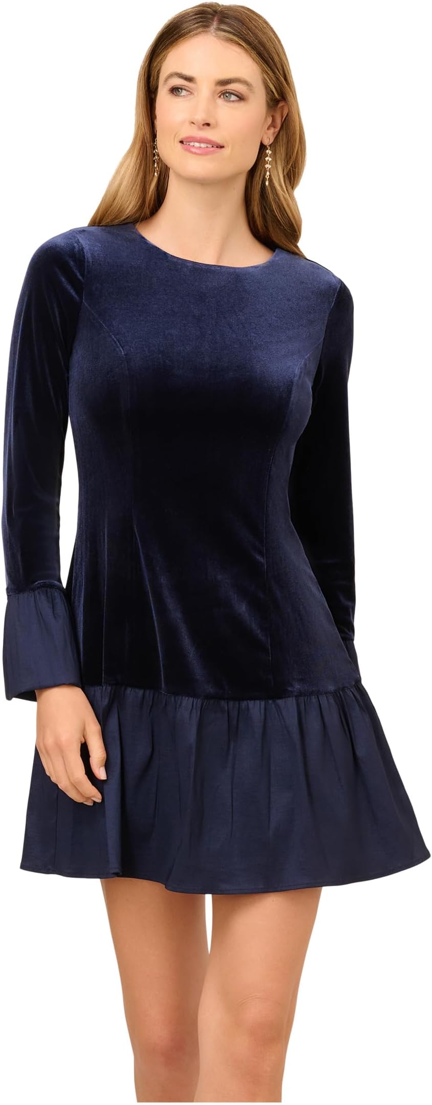 

Платье Adrianna Papell Velvet Combo Midi Dress, цвет Midnight