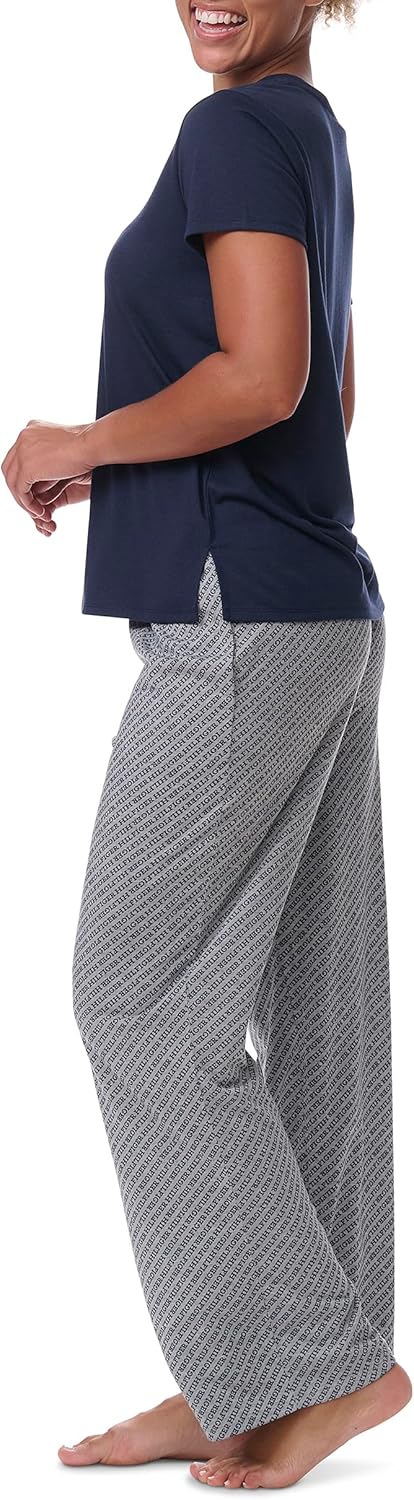 Женская пижама Tommy Hilfiger из футболки и брюк с открытыми штанинами, Diagonal Tommy Hilfiger Stripe — фото 3