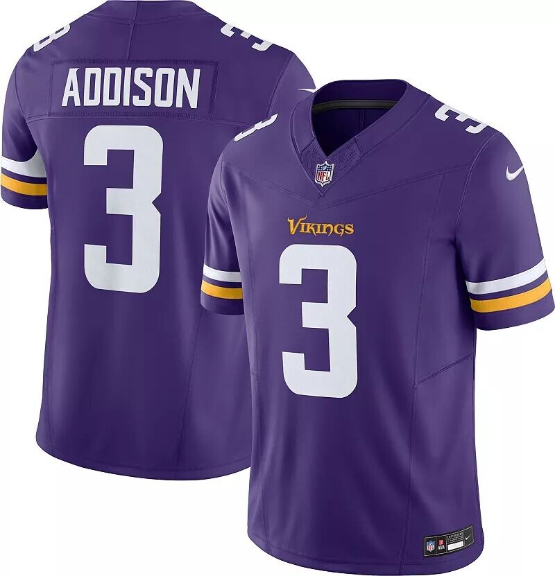 

Мужские кроссовки Nike Minnesota Vikings Jordan Addison #3 Vapor F.U.S.E. Ограниченная фиолетовая майка, Фиолетовый, Мужские кроссовки Nike Minnesota Vikings Jordan Addison #3 Vapor F.U.S.E. Ограниченная фиолетовая майка