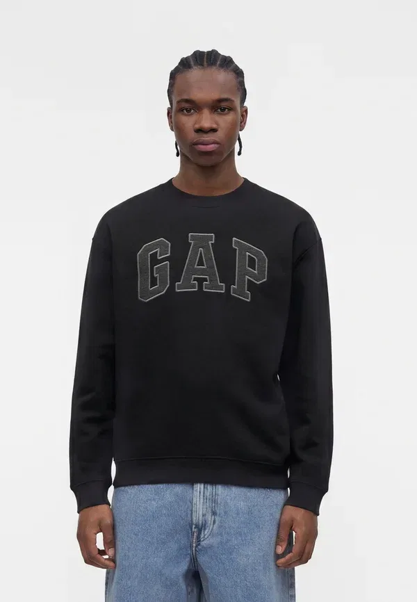 Свитшот Heritage logo crew solid, Gap, черный
