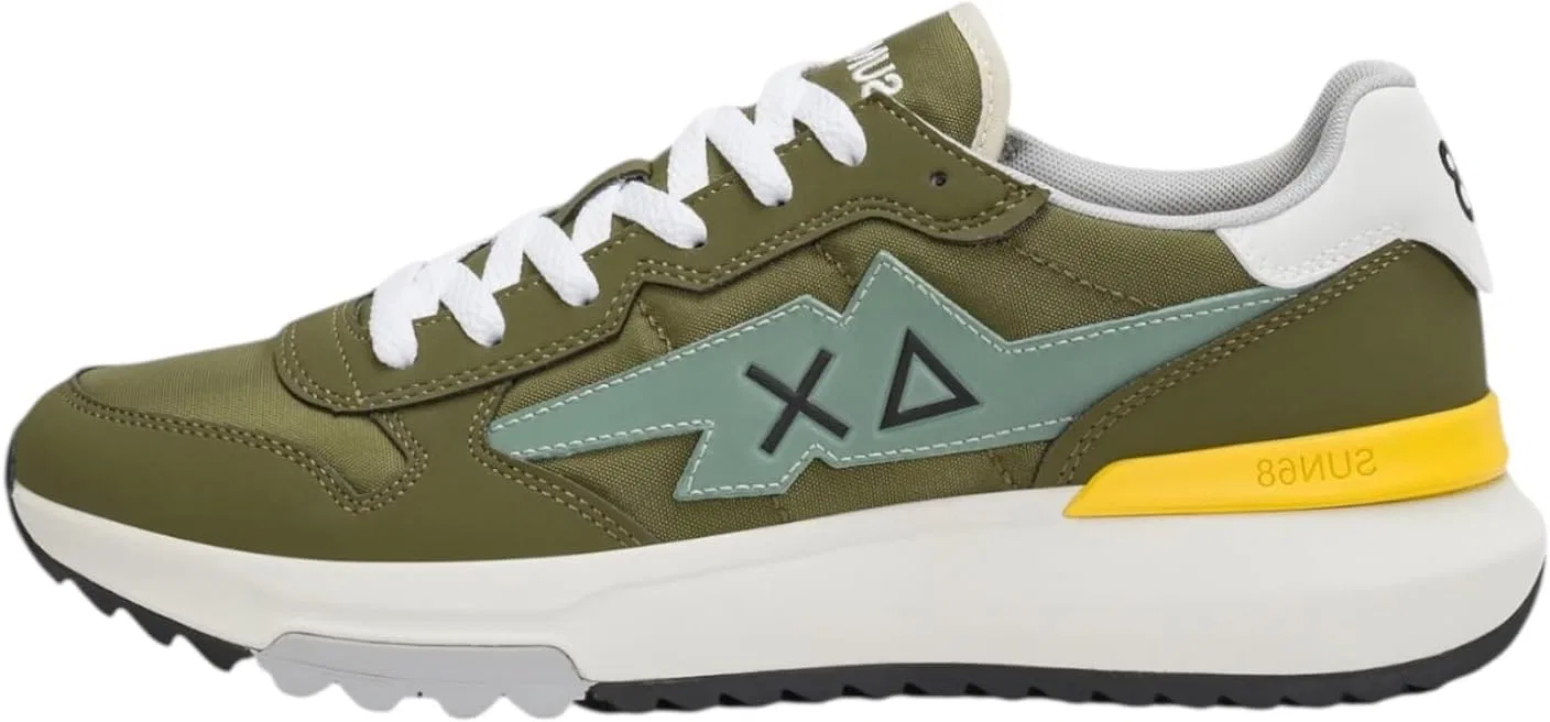 Мужские низкие кожаные кроссовки SUN68 Z36121, Dark Green
