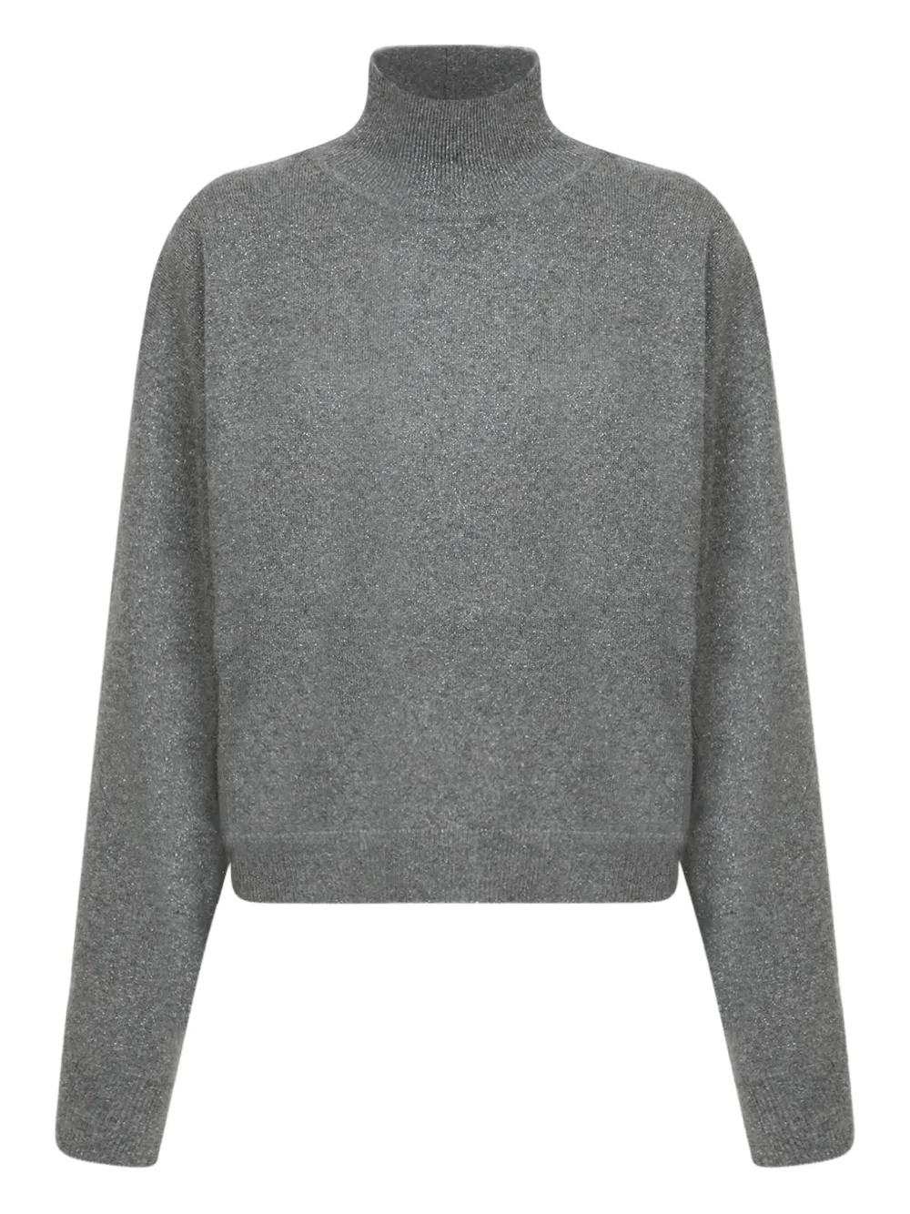 

Трикотажный топ с блестками и водолазкой Fabiana Filippi, серый