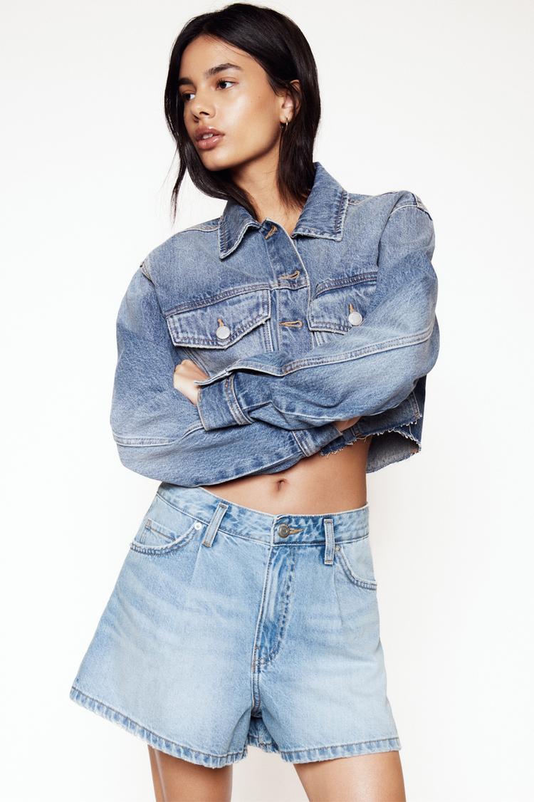 

Шорты из денима с вытачками Pull And Bear, голубой