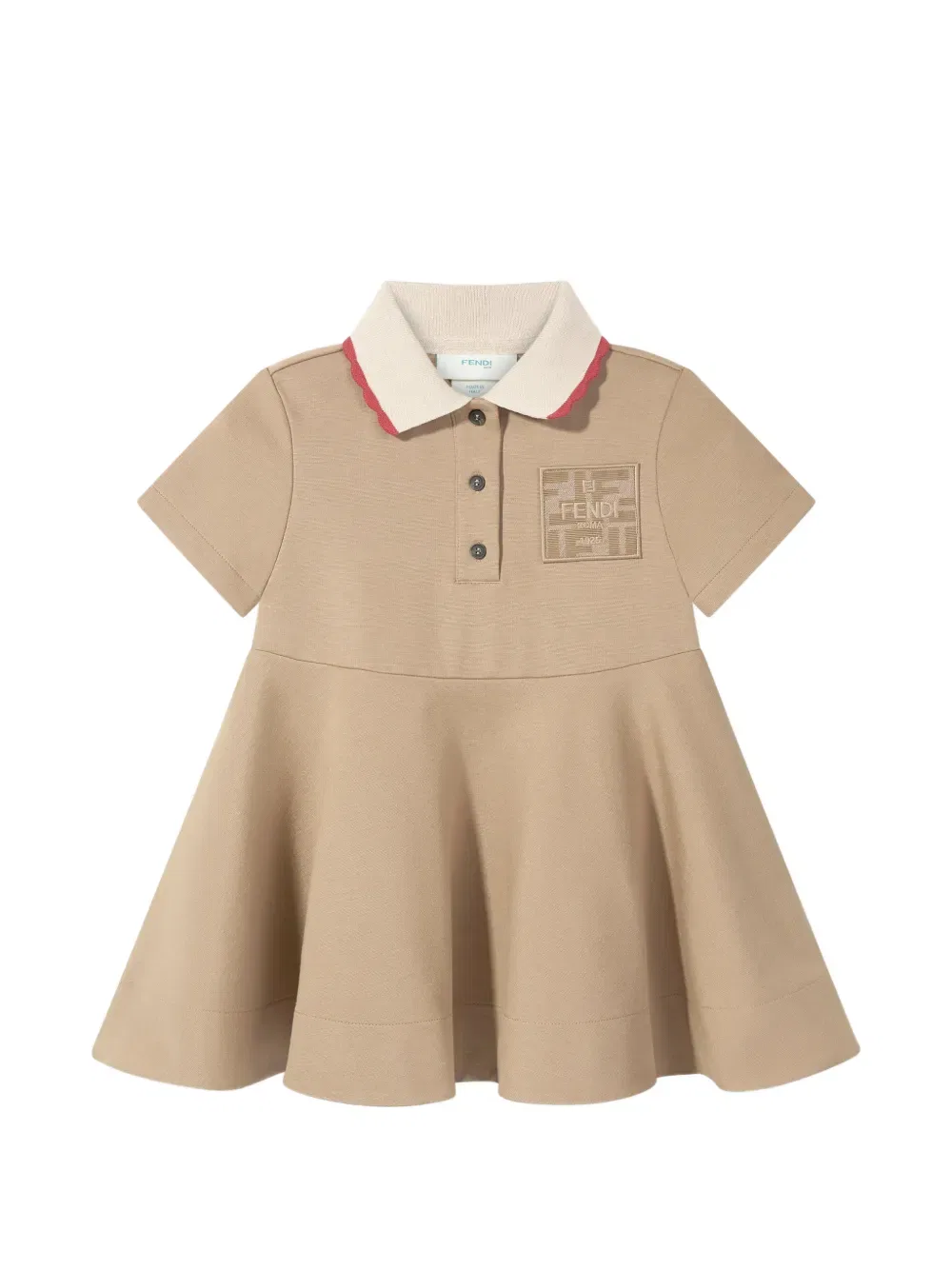Платье с короткими рукавами и воротником-поло Fendi Kids, нейтральный