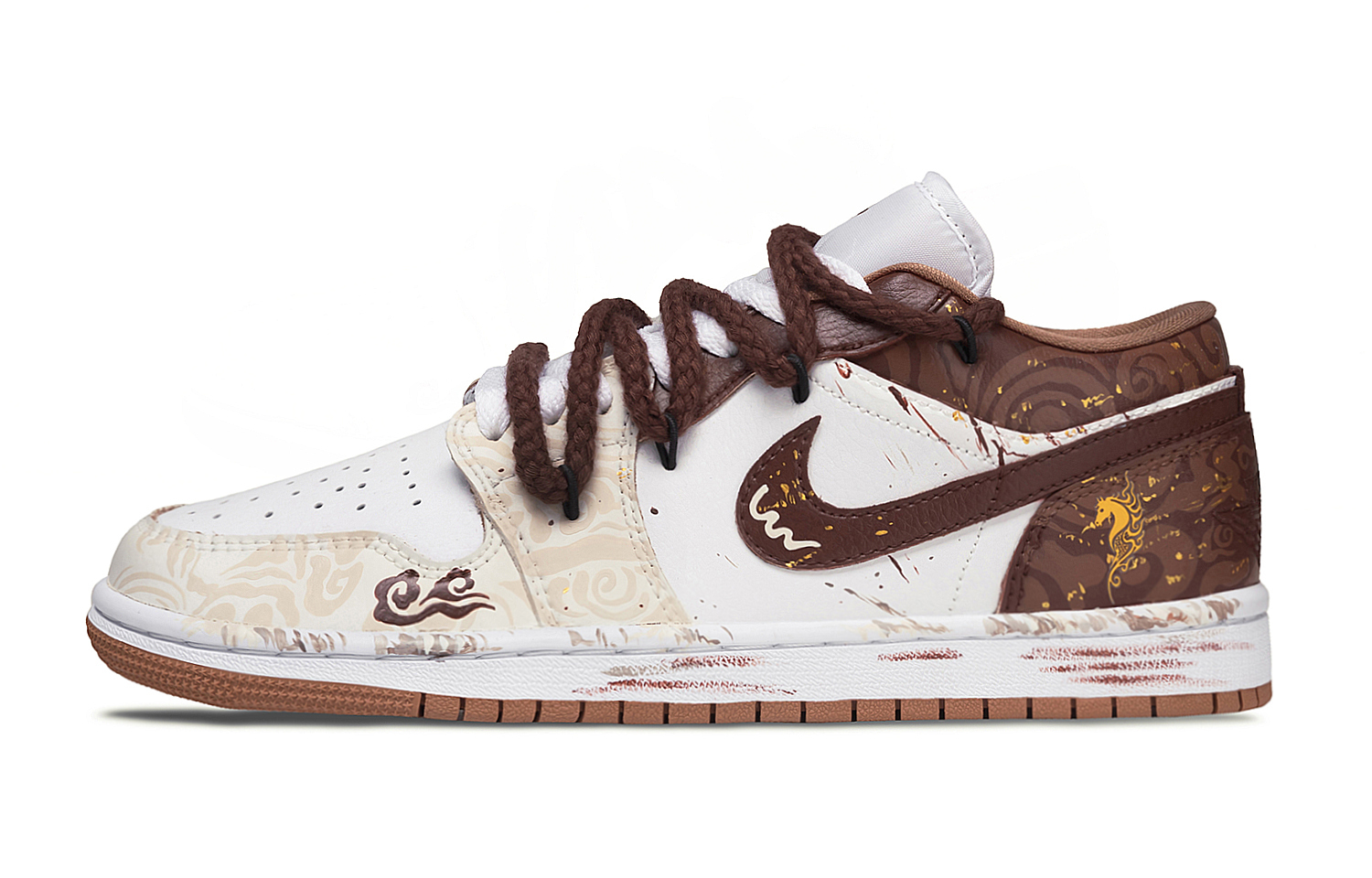 

Кроссовки Air 1 'Fu' Horse Greeting Card For New Year с амортизацией и износостойкостью, низкие Jordan, коричневый