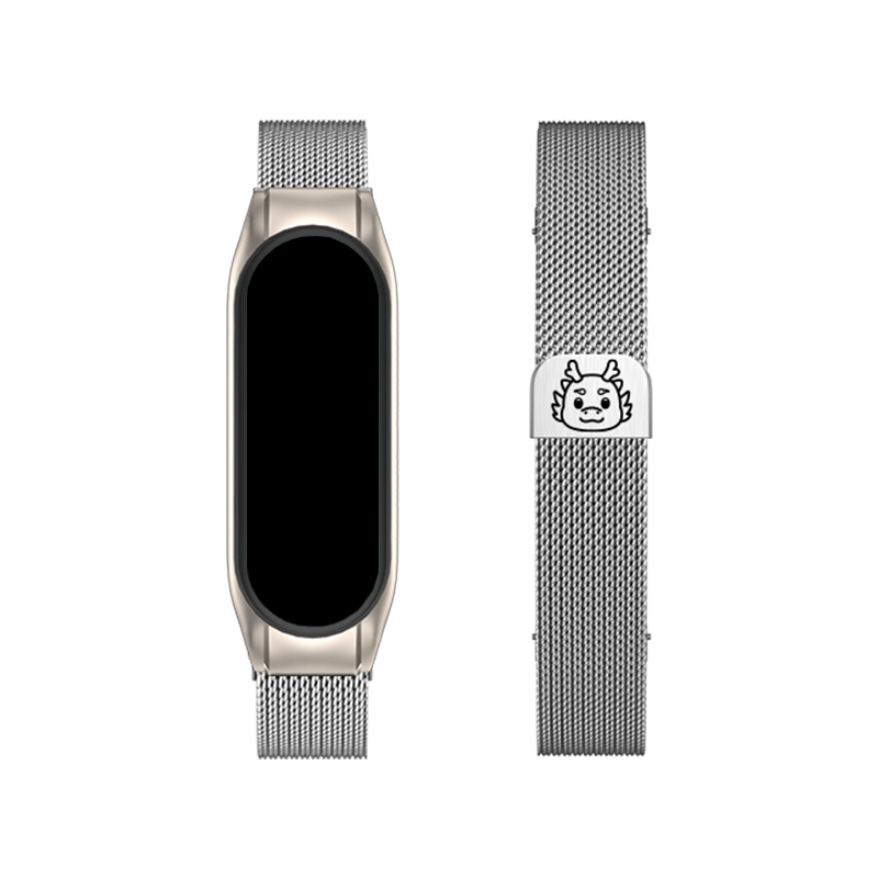 

Ремешок Совместимость Xiaomi Металл IBOANN, Little Dragon Back-Slim Beige Blue Laser Strap[Silver]