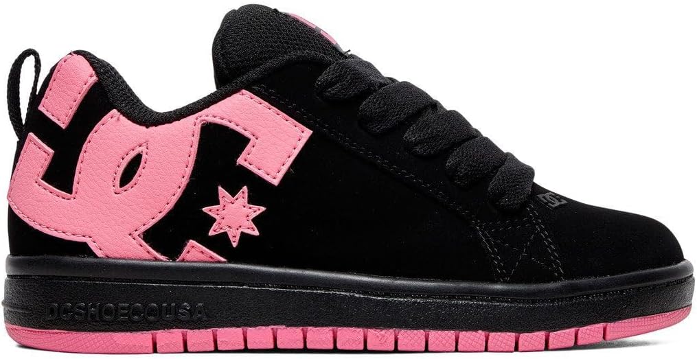Детские кеды DC Shoes Court Graffik, черно-розовые, размер 10.5, черный/розовый — фото 2