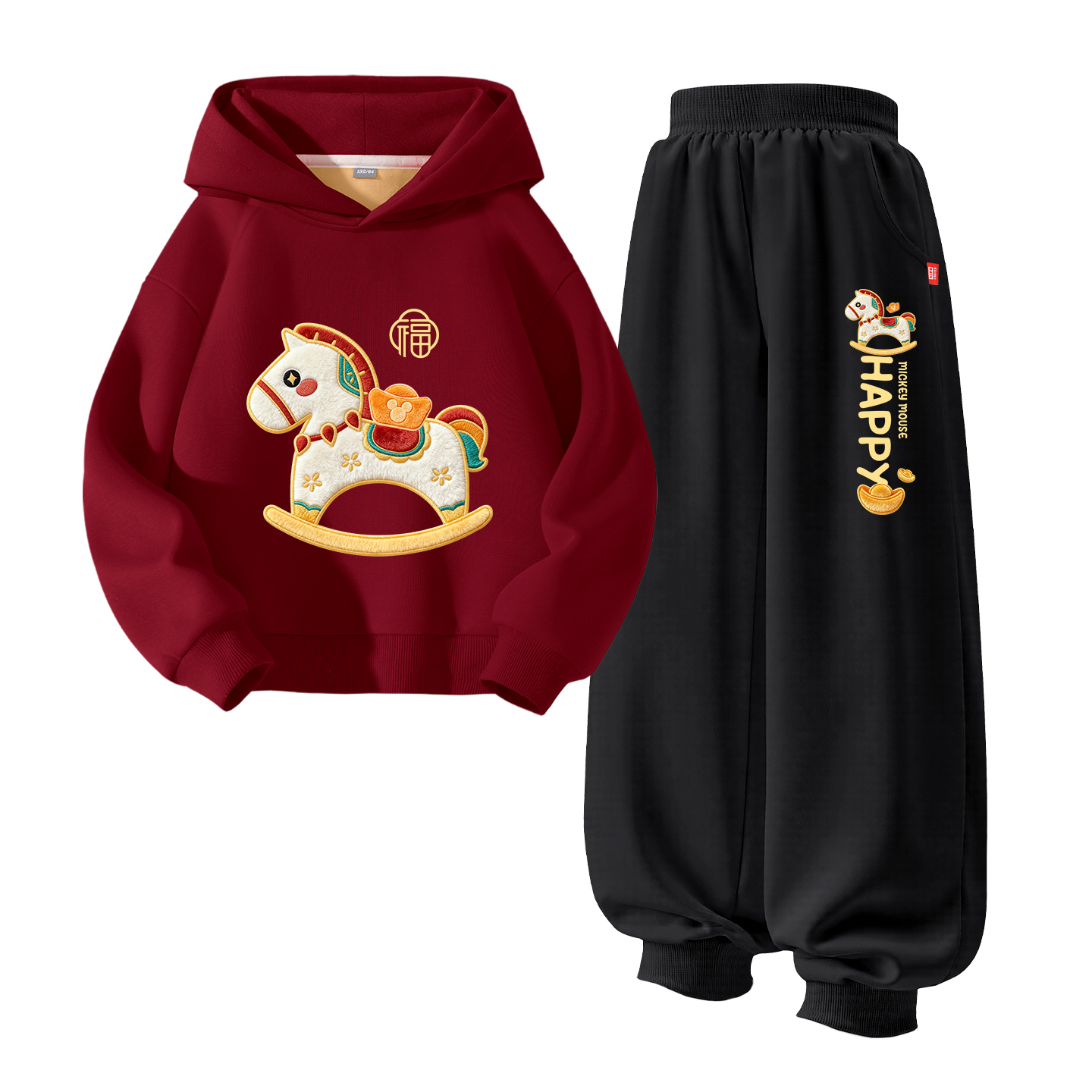 Детская повседневная спортивная толстовка с капюшоном утепленная Disney, [thickened and fleece-lined]di preppy wine красный+di xile joy k серый — фото 3