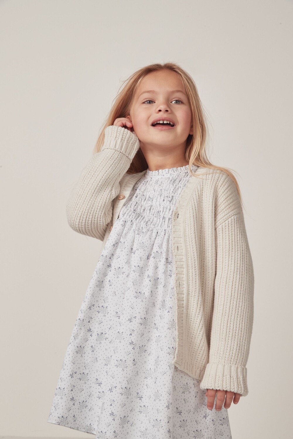 

Желтый кардиган в рубчик из натурального хлопка The White Company, бежевый
