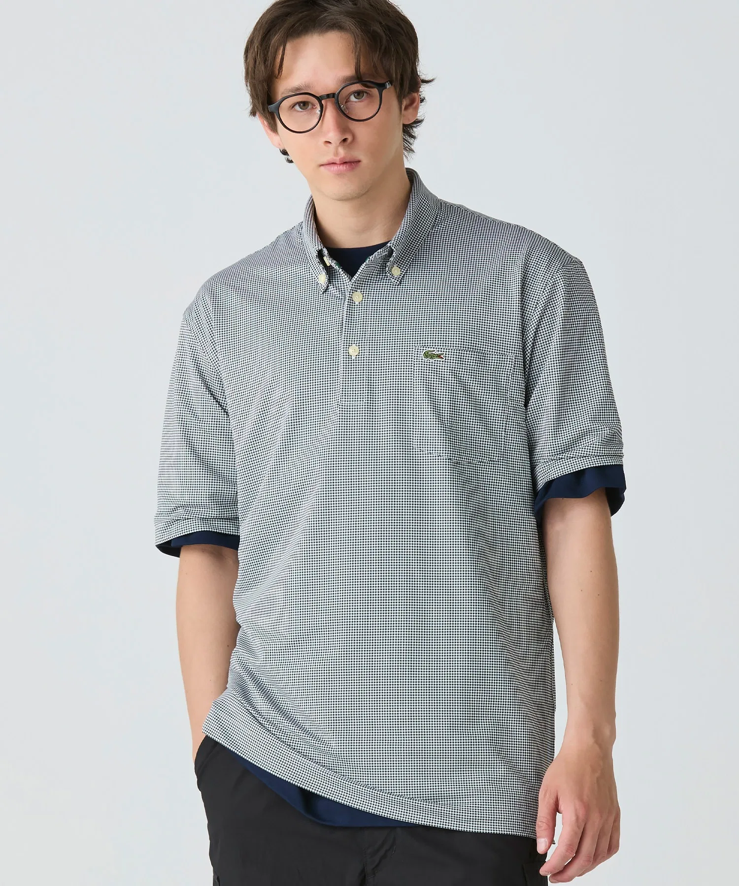Поло-рубашка Uniqlo Микроклетка, быстросохнущая, защита от УФ, черный