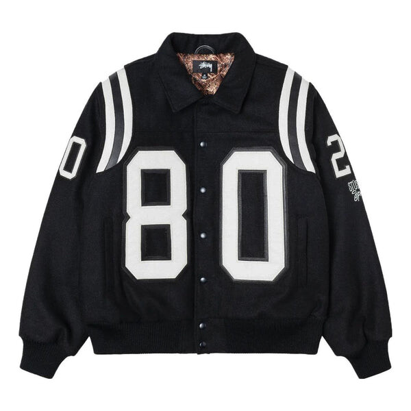 

Куртка 80 wool varsity jacket 'black' Stussy, черный