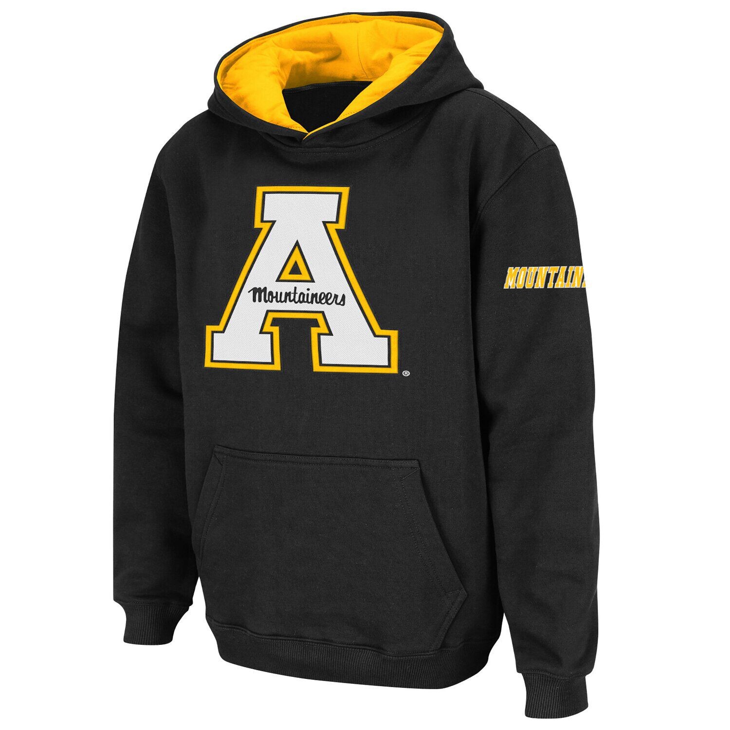 

Черный пуловер с капюшоном и большим логотипом Youth Stadium Athletic Appalachian State Mountaineers Unbranded
