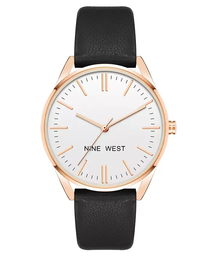 

Женские часы Quartz Black с ремешком из искусственной кожи, 36 мм Nine West