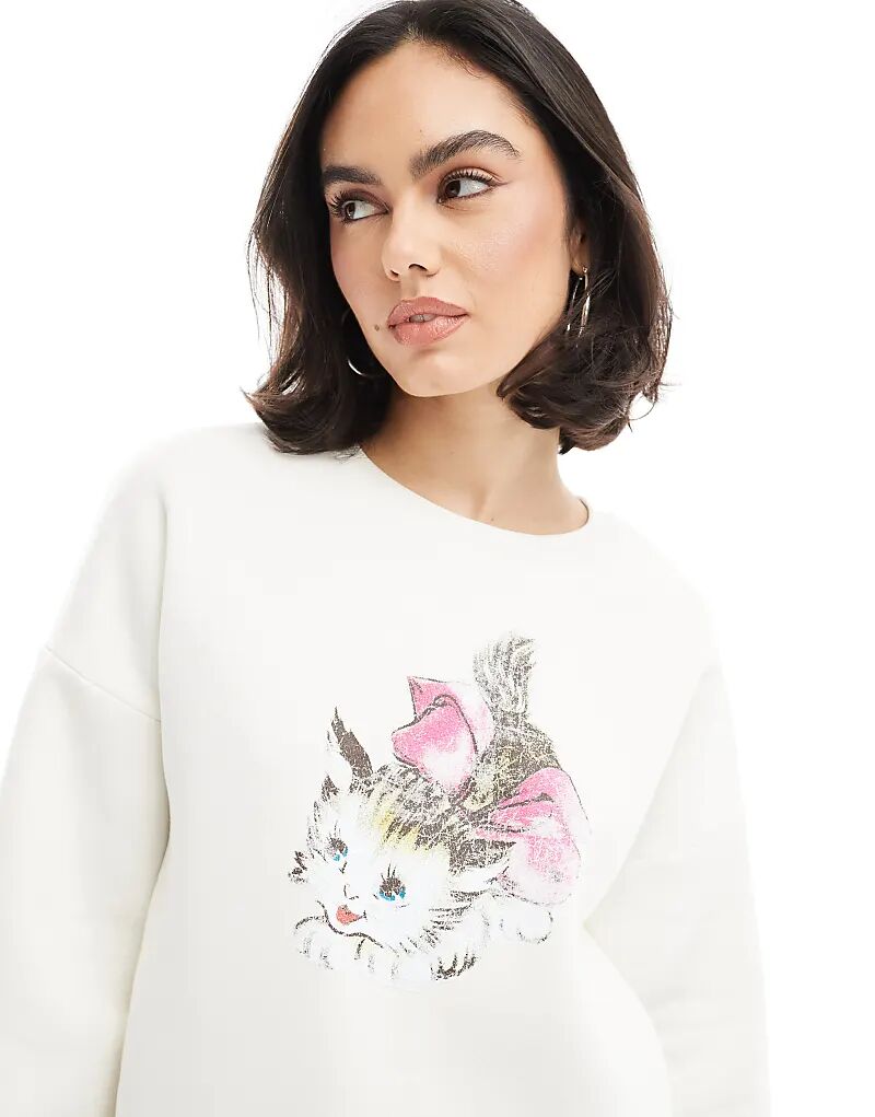 

Толстовка большого размера с милым бантом в виде кота Miss Selfridge