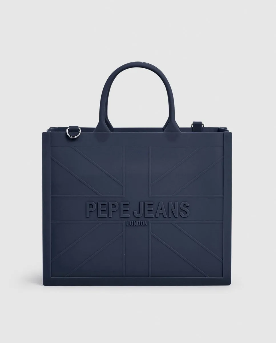 

Сумка-тоут Gabrielle женская из резины с тисненым логотипом Pepe Jeans, темно-синий